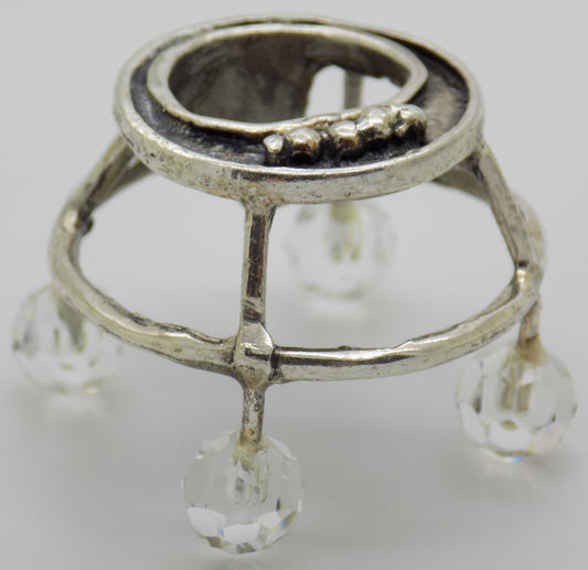 Vintage Italian Silver & Crystals Baby Walker Dollhouse Miniature 1970s 1980 13g