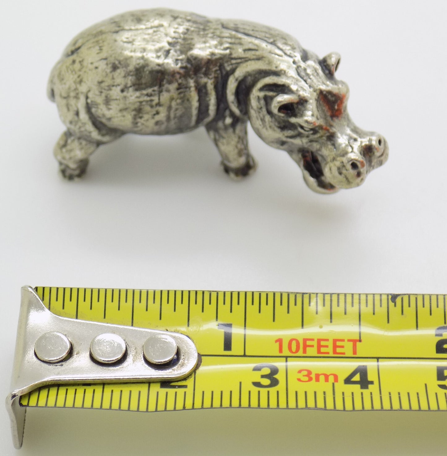 Vintage Italian Handmade Genuine Silver .800 Hippopotamus Detailed Figurine