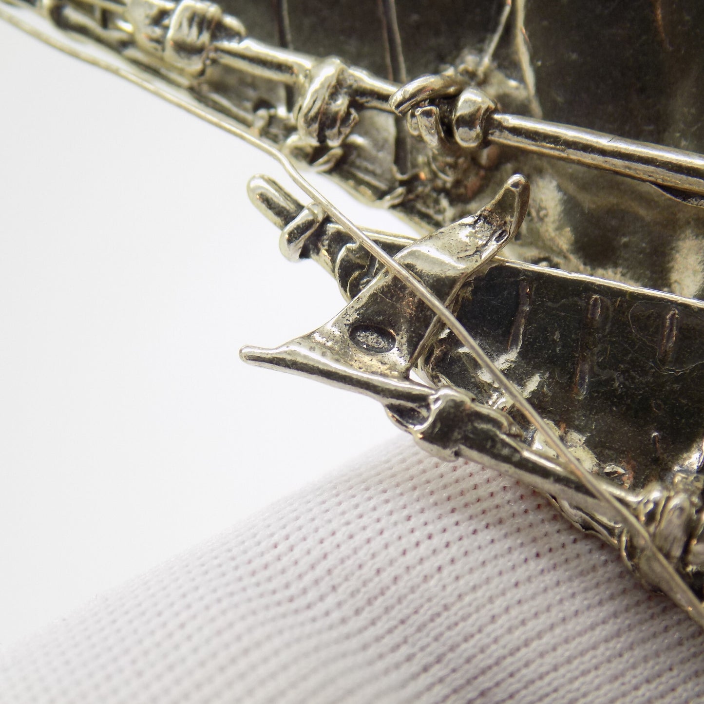 Vintage Italian Handmade Genuine Silver Detailed Crusade Ship Figurine Miniature