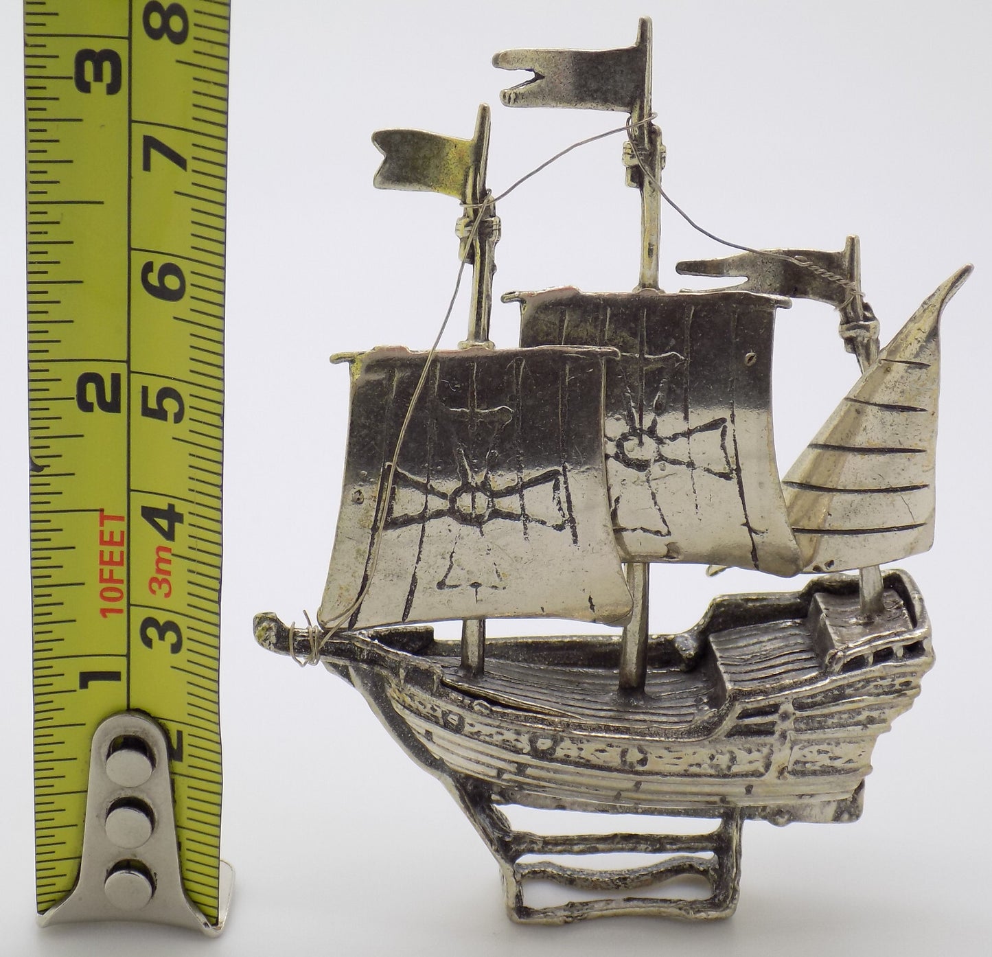Vintage Italian Handmade Genuine Silver Galleon Ship 800 LARGE Detailed Figurine