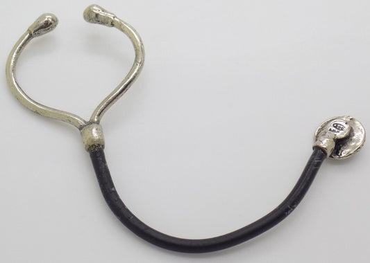 Vintage Italian Handmade Genuine Silver .800 Stethoscope Dollhouse Miniature