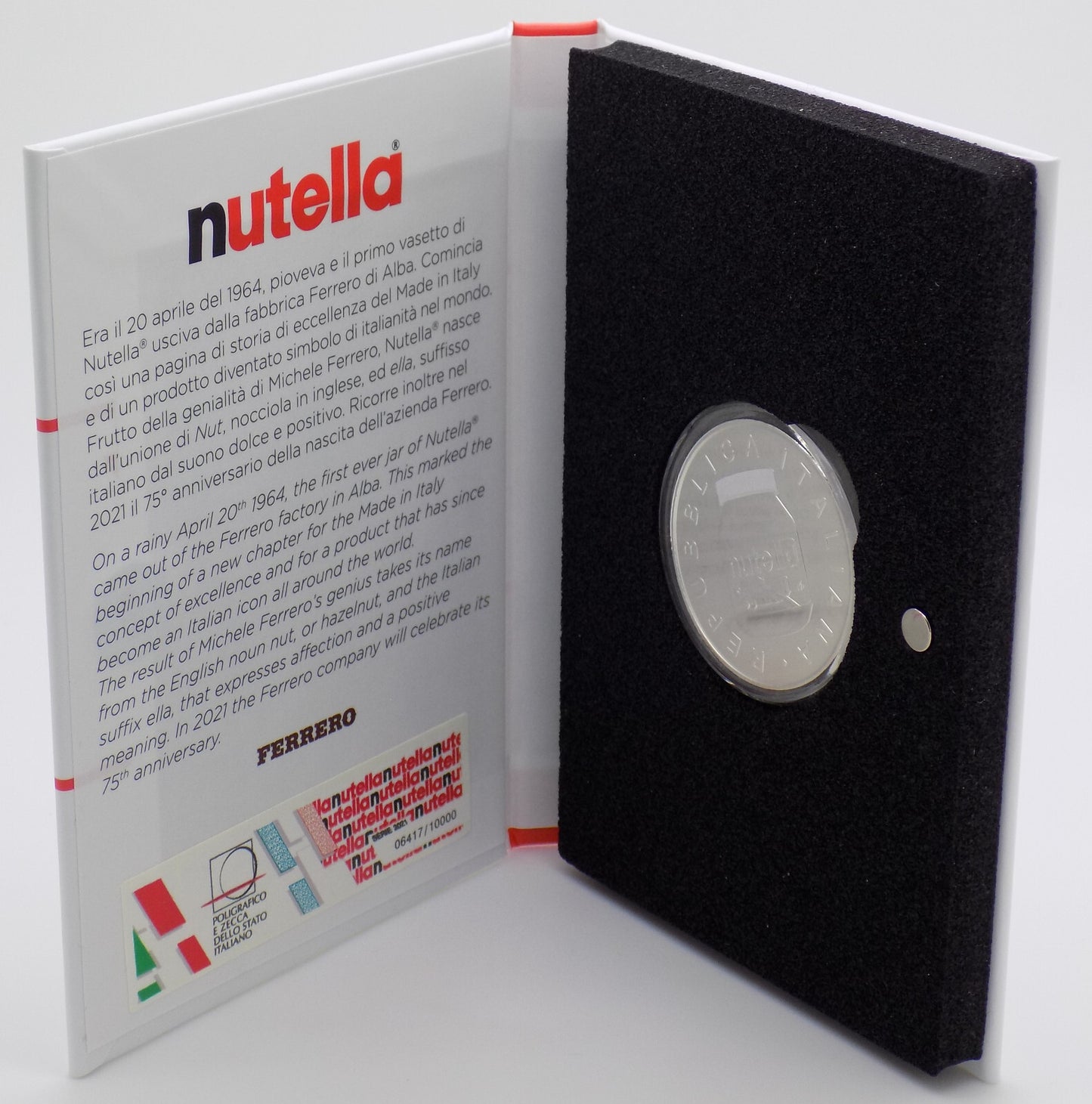 €5 2021 Italy Nutella ®Sterling Silver 925 Coin White Version Italian Excellence