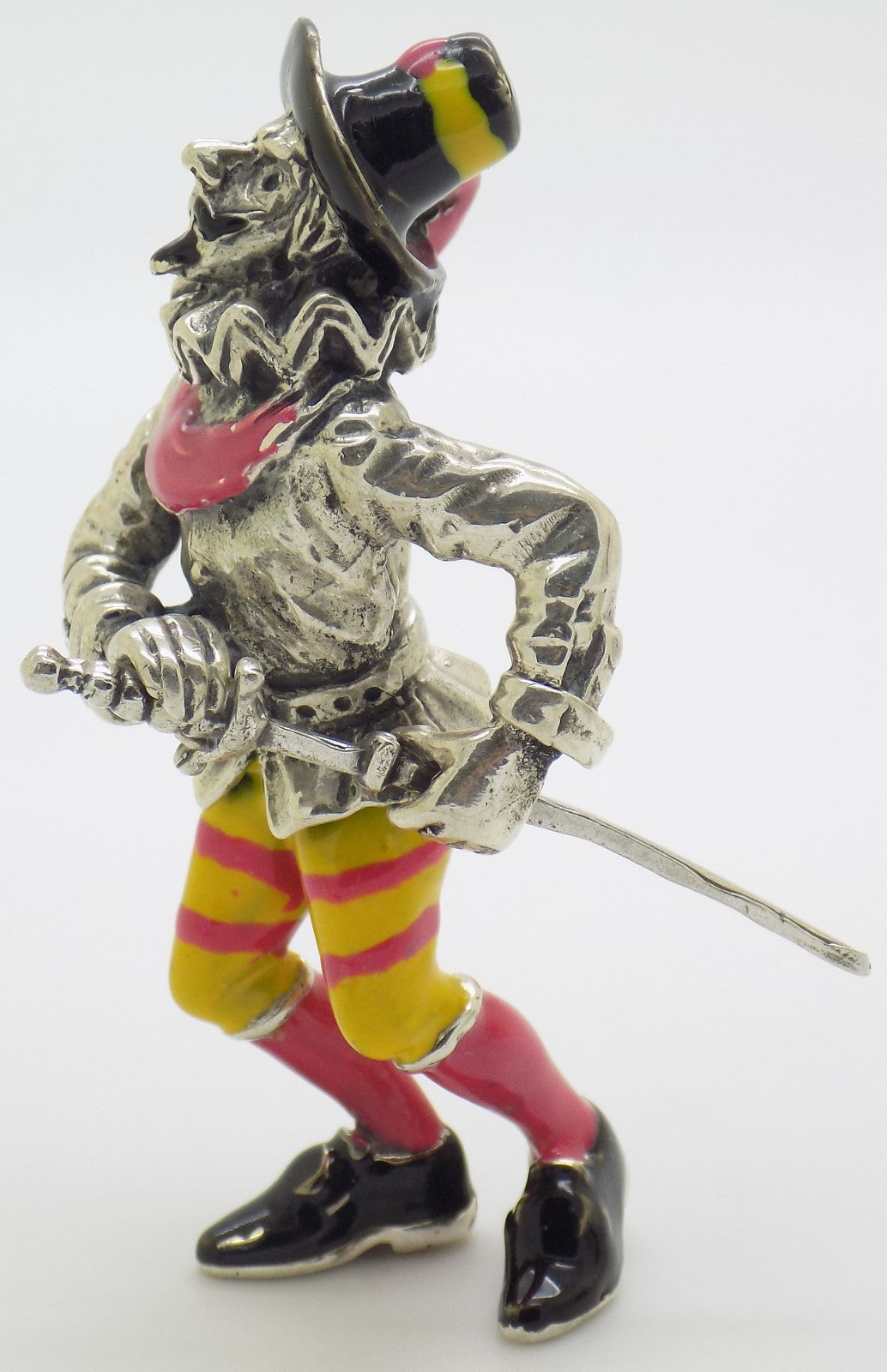 Vintage Italian Silver 800 Angini Enameled Capitan Spaventa Figurine Tuscany