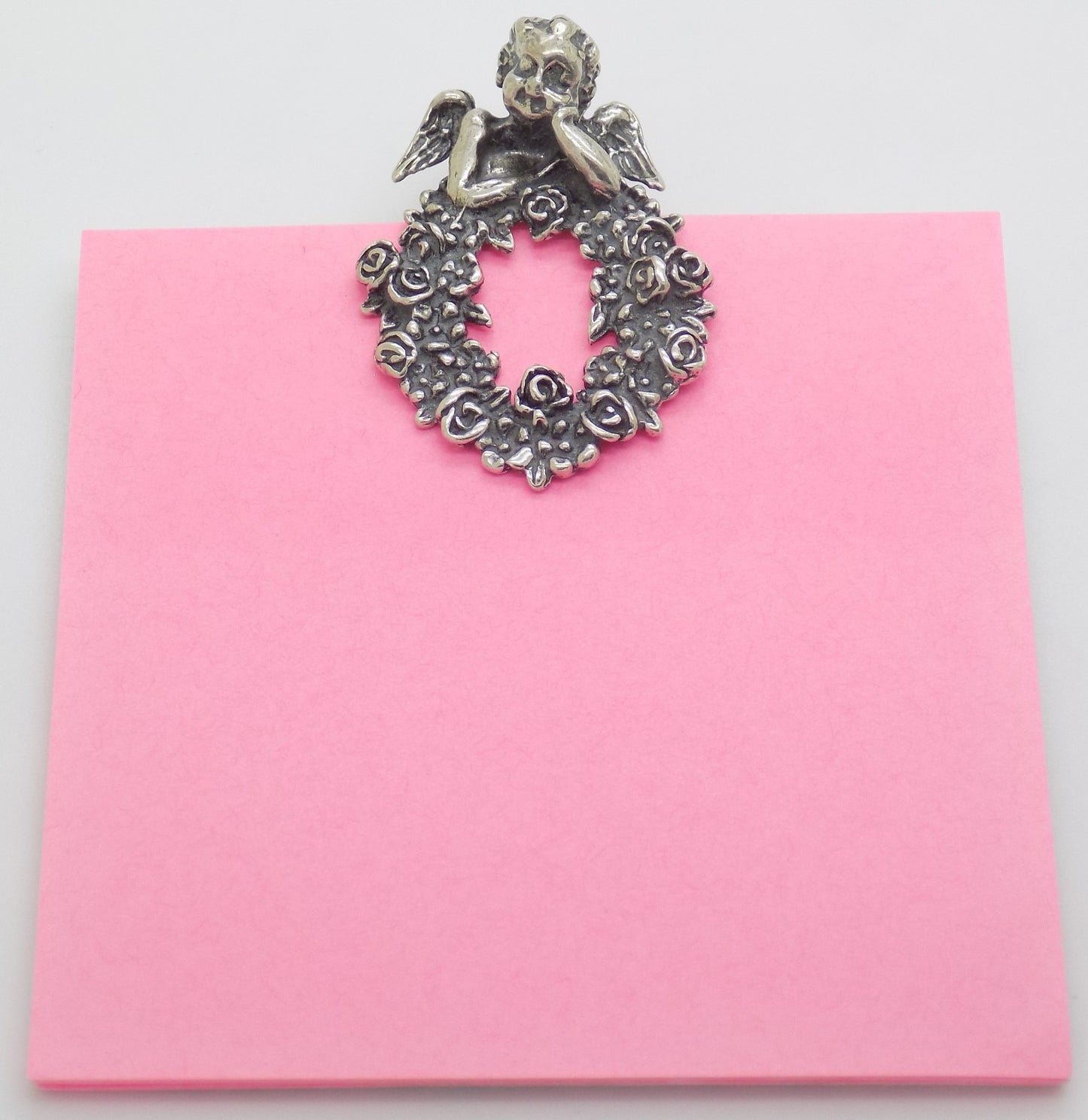 Vintage Italian Handmade Genuine Silver 800 Angel Note Clip Arezzo Tuscany