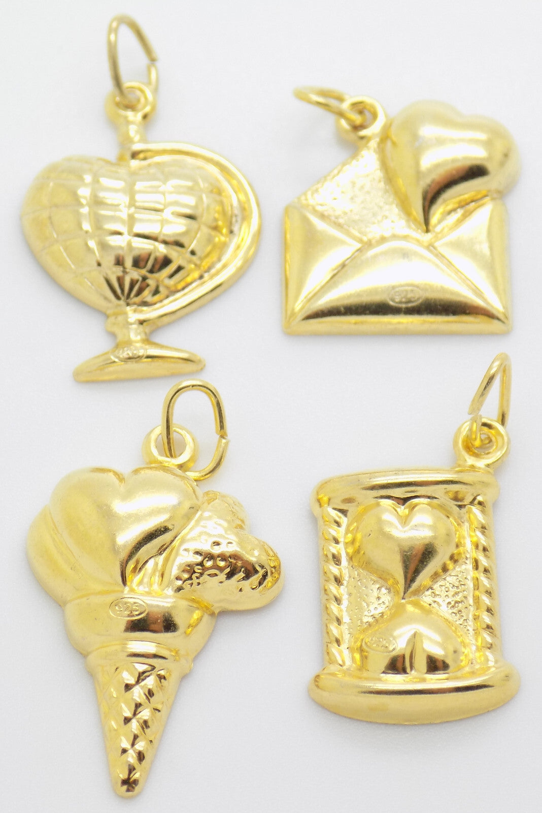 4 x Vintage Italian Handmade Sterling Silver 925 Lucky Charm Love Charm Pendants