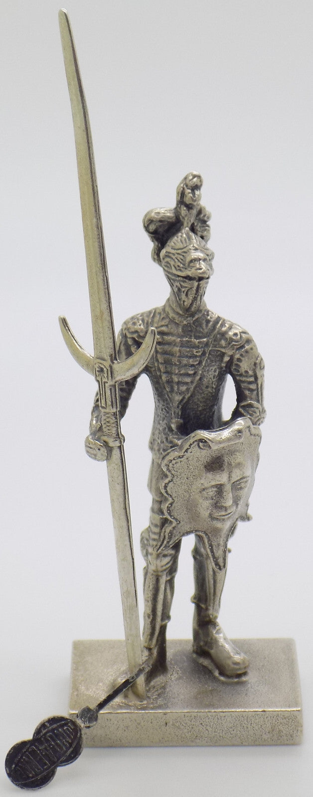Vintage Italian Handmade Genuine Silver Shield & Halberd Knight Rare UNO-A-ERRE