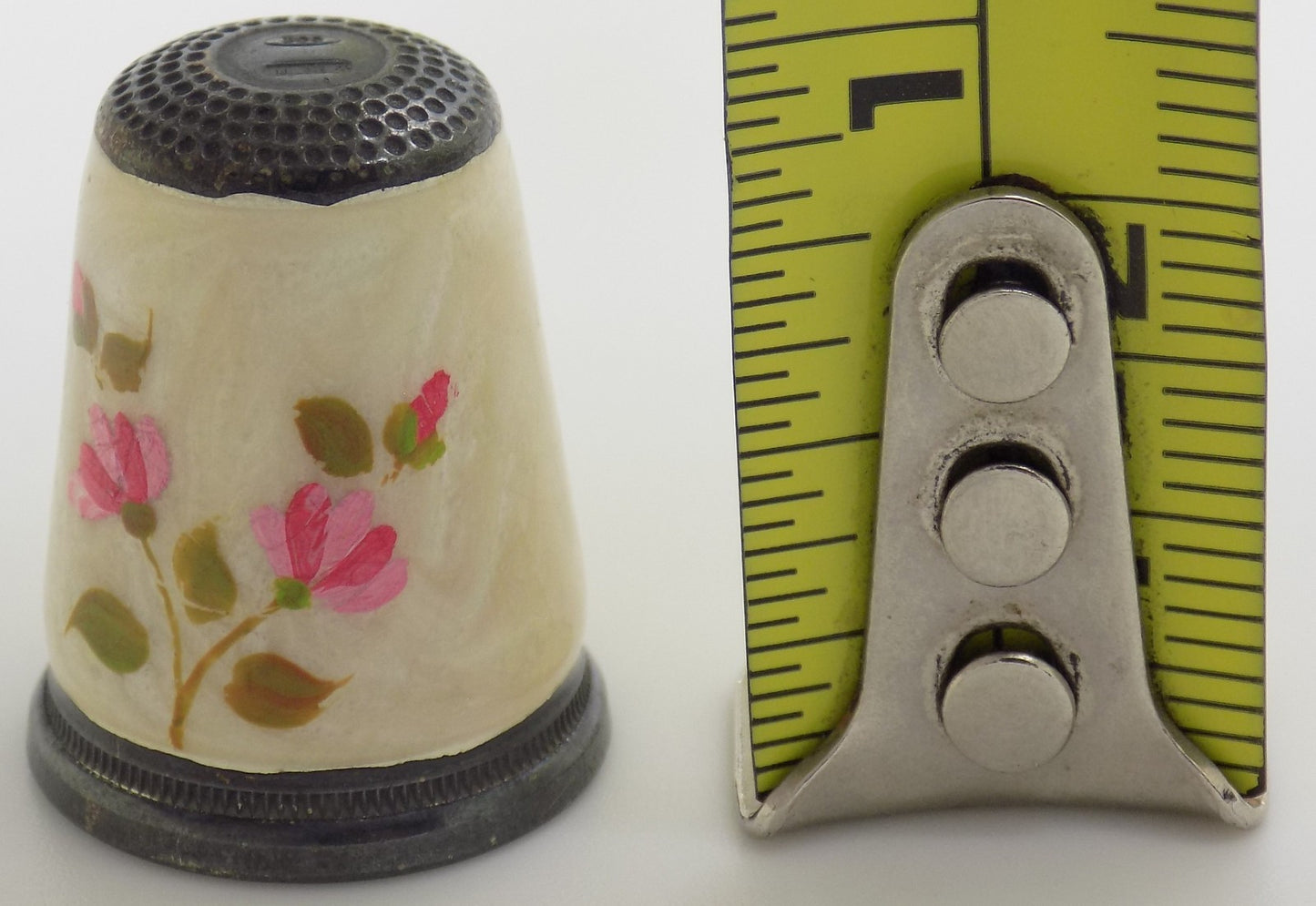 Vintage Italian Handmade Genuine Silver Hand Enameled Thimble Florence Tuscany