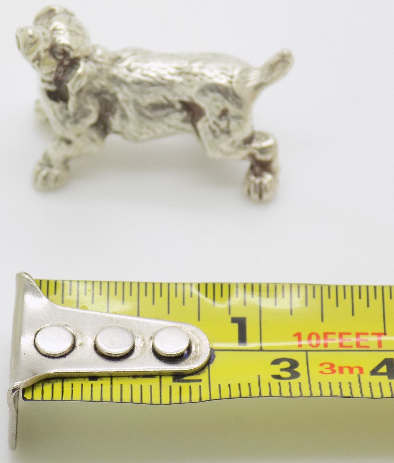 Vintage Italian Handmade Genuine Silver Puppy Dog Figurine Dollhouse Miniature