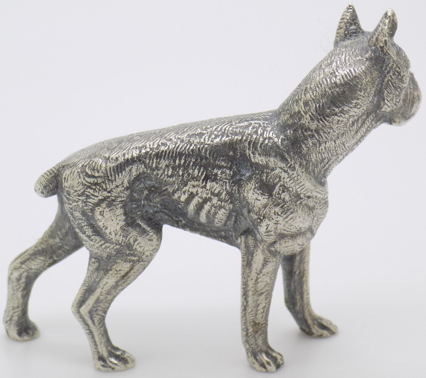 Vintage Italian Handmade Genuine Silver Detailed Bulldog Dog LARGE Figurine