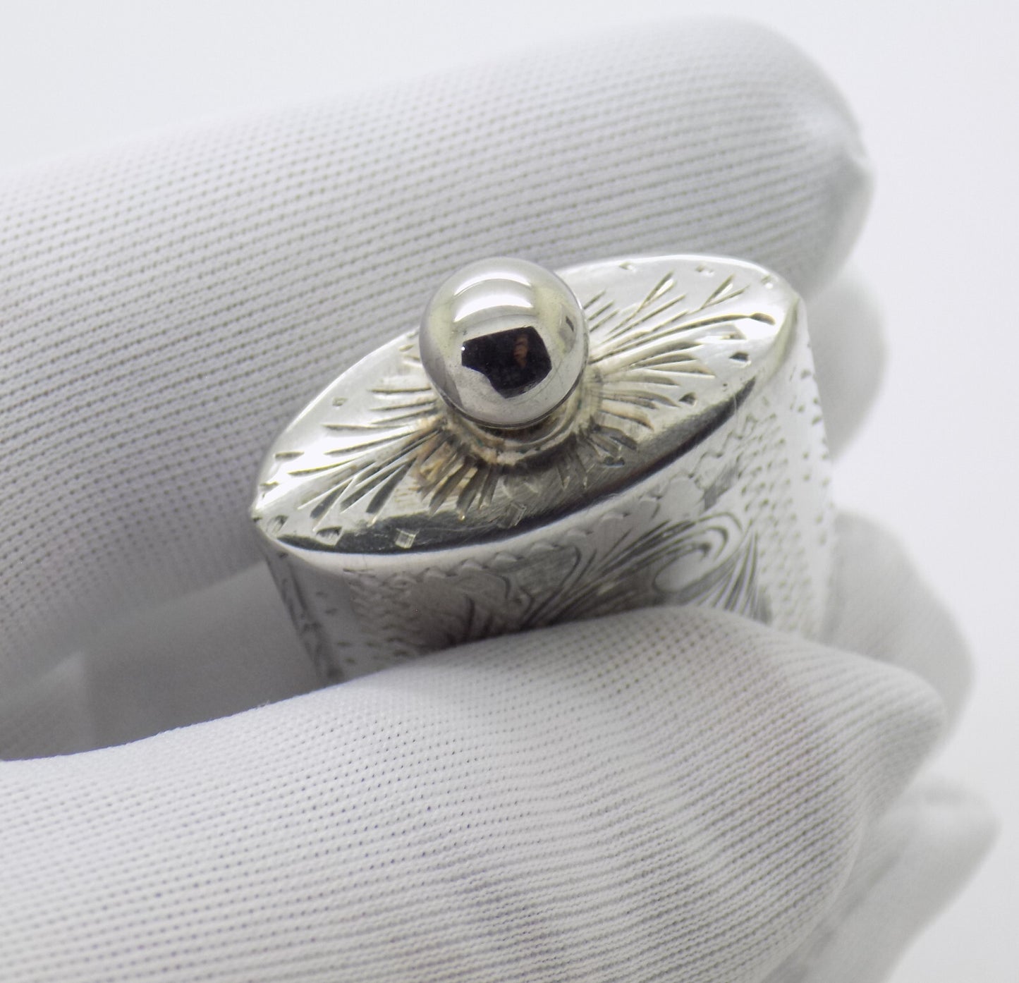 Vintage Italian Handmade Genuine Silver .800 Chiseled Perfume Purse Bottle