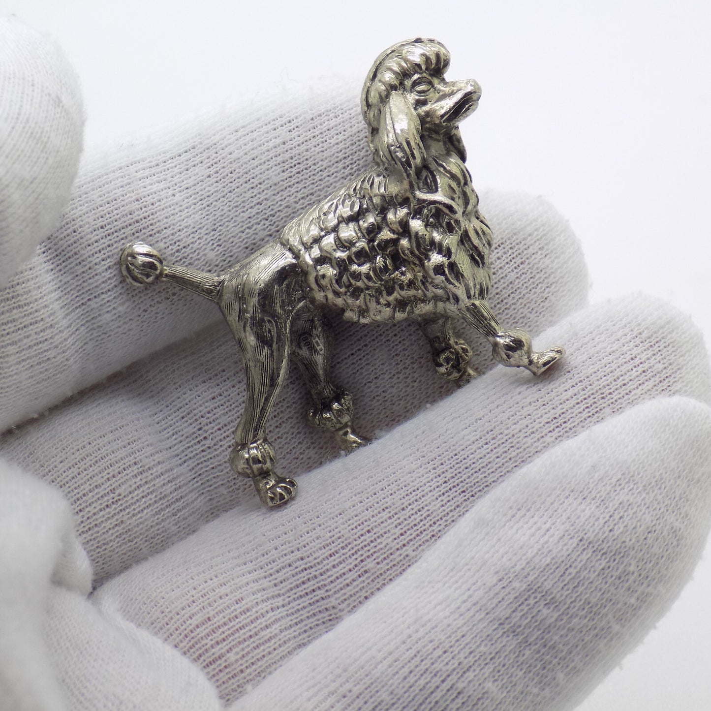 Vintage Italian Handmade Genuine Silver .800 RARE Poodle Dog Heavy Figurine