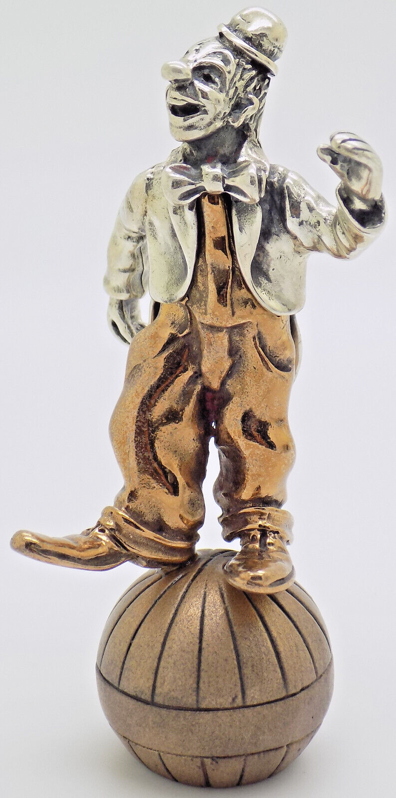 Vintage Italian Handmade Genuine Silver & Brass Balancing Clown Angini Figurine