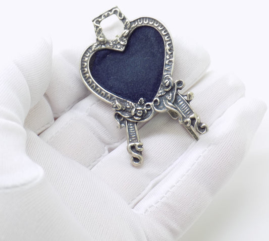 Vintage Italian Handmade Genuine Silver Heart Shaped Dollhouse Mini Frame