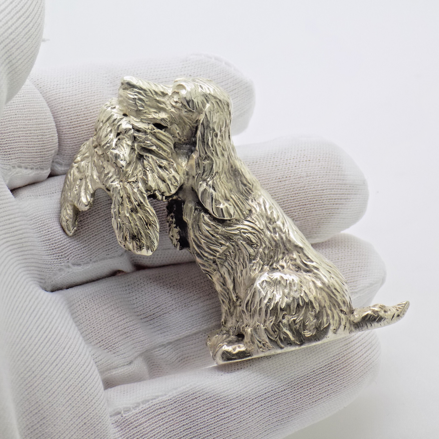 Large Vintage Italian Silver Hunting Spaniel Dog Figurine 800 Handmade Florence