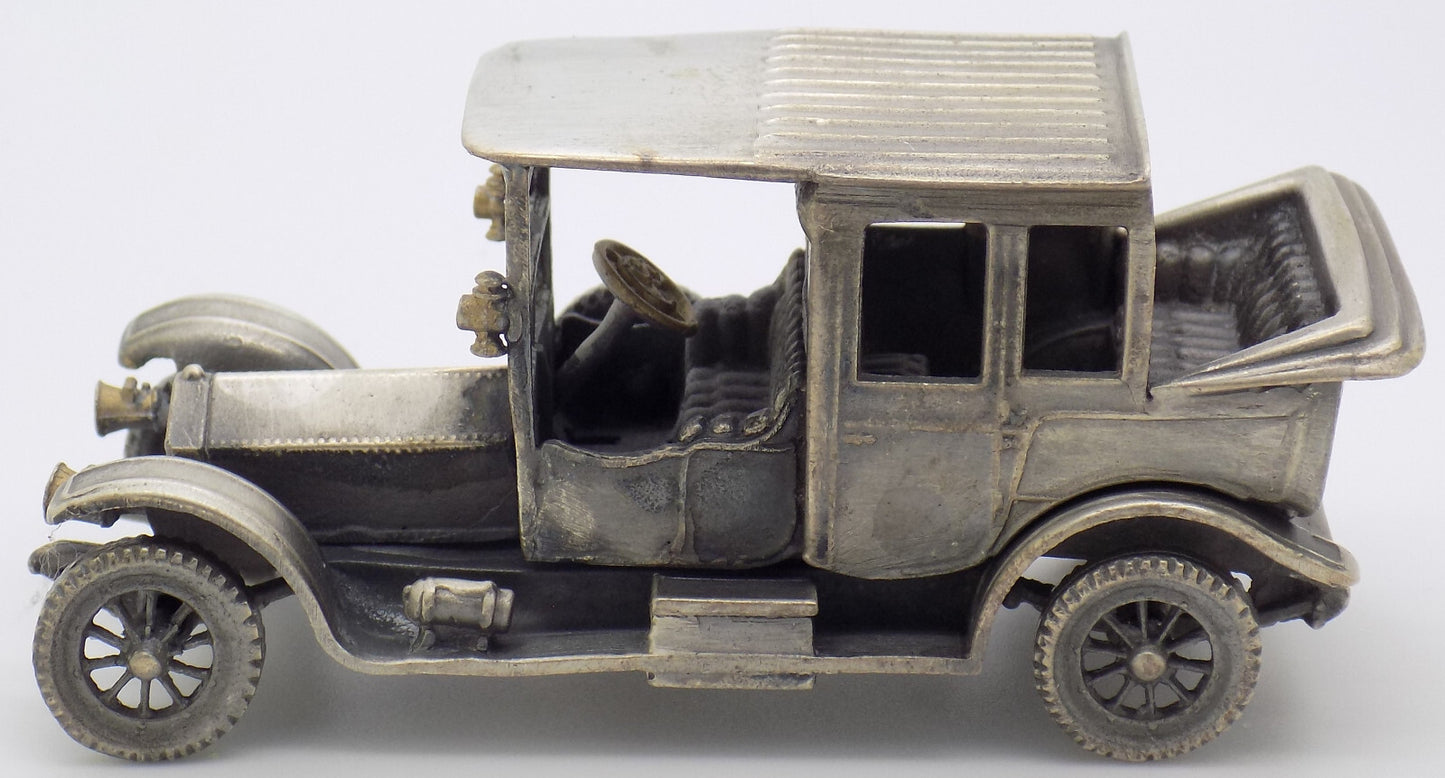 Vintage Italian Silver Rolls-Royce 1912 Car Rare Figurine 1970s 1980s, 144g