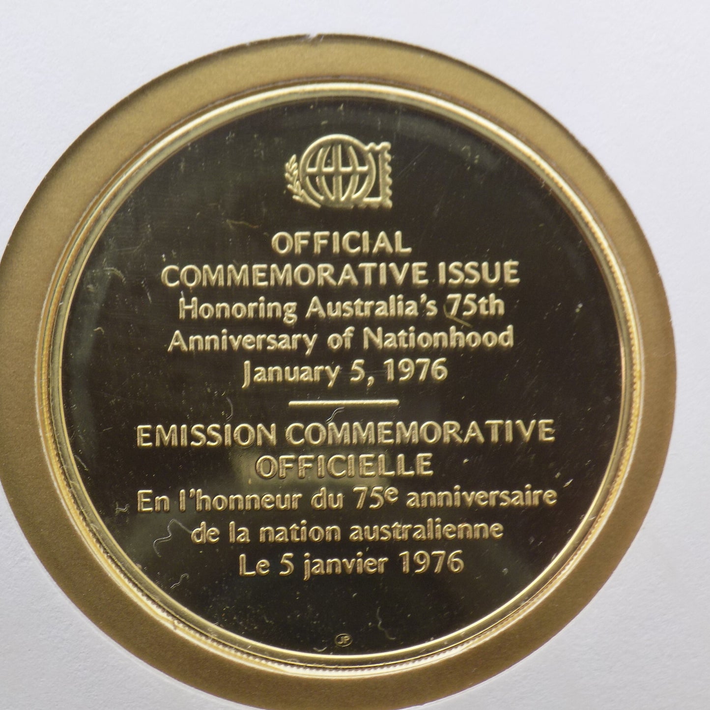 1976 Australia Nationhood INT'L Society of Postmasters Silver Proof Medal PNC