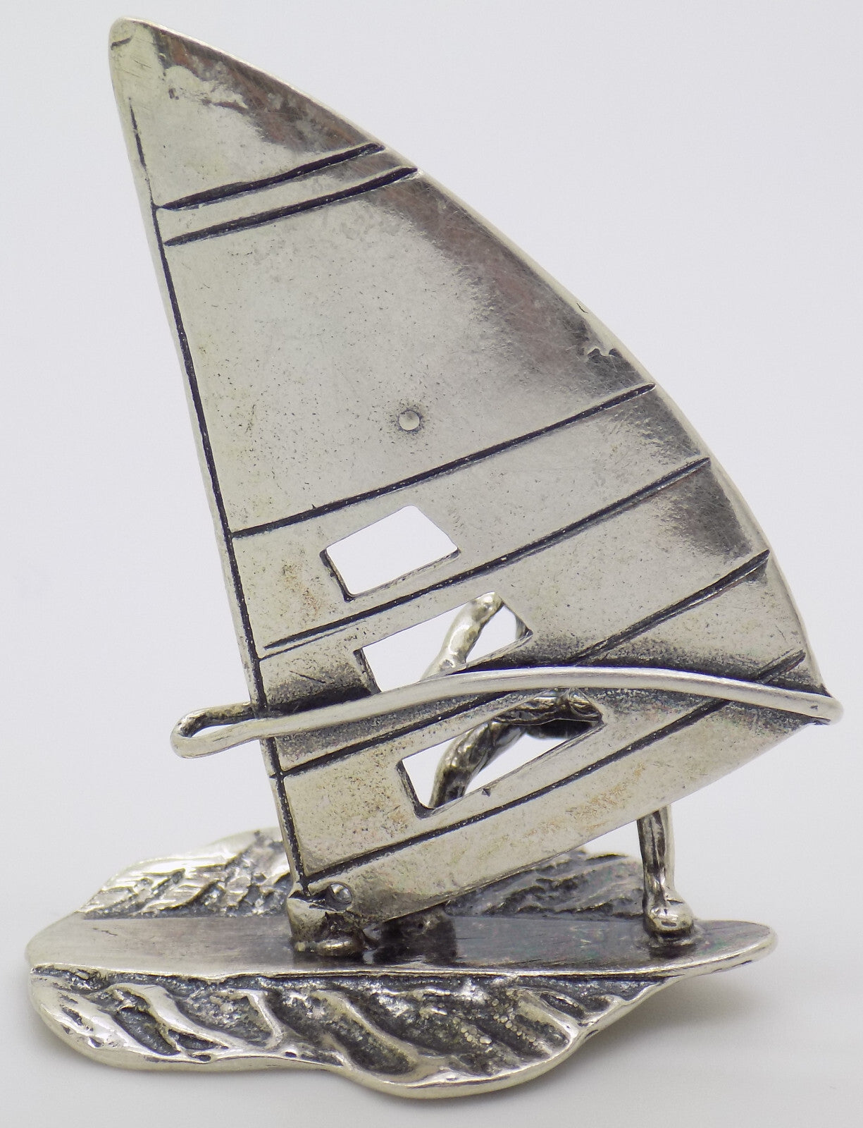 Vintage Italian Handmade Genuine Silver Windsurf & Windsurfer Large Figurine 800