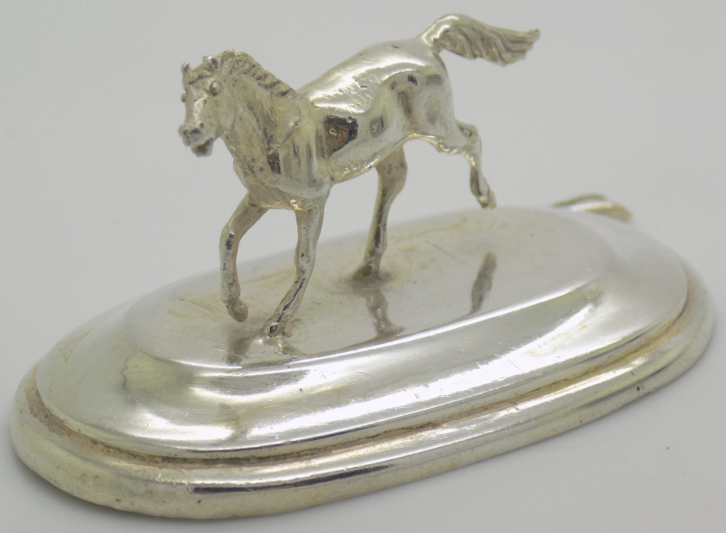 Vintage Italian Handmade Genuine Silver Horse Place Card Holder Florence Tuscany