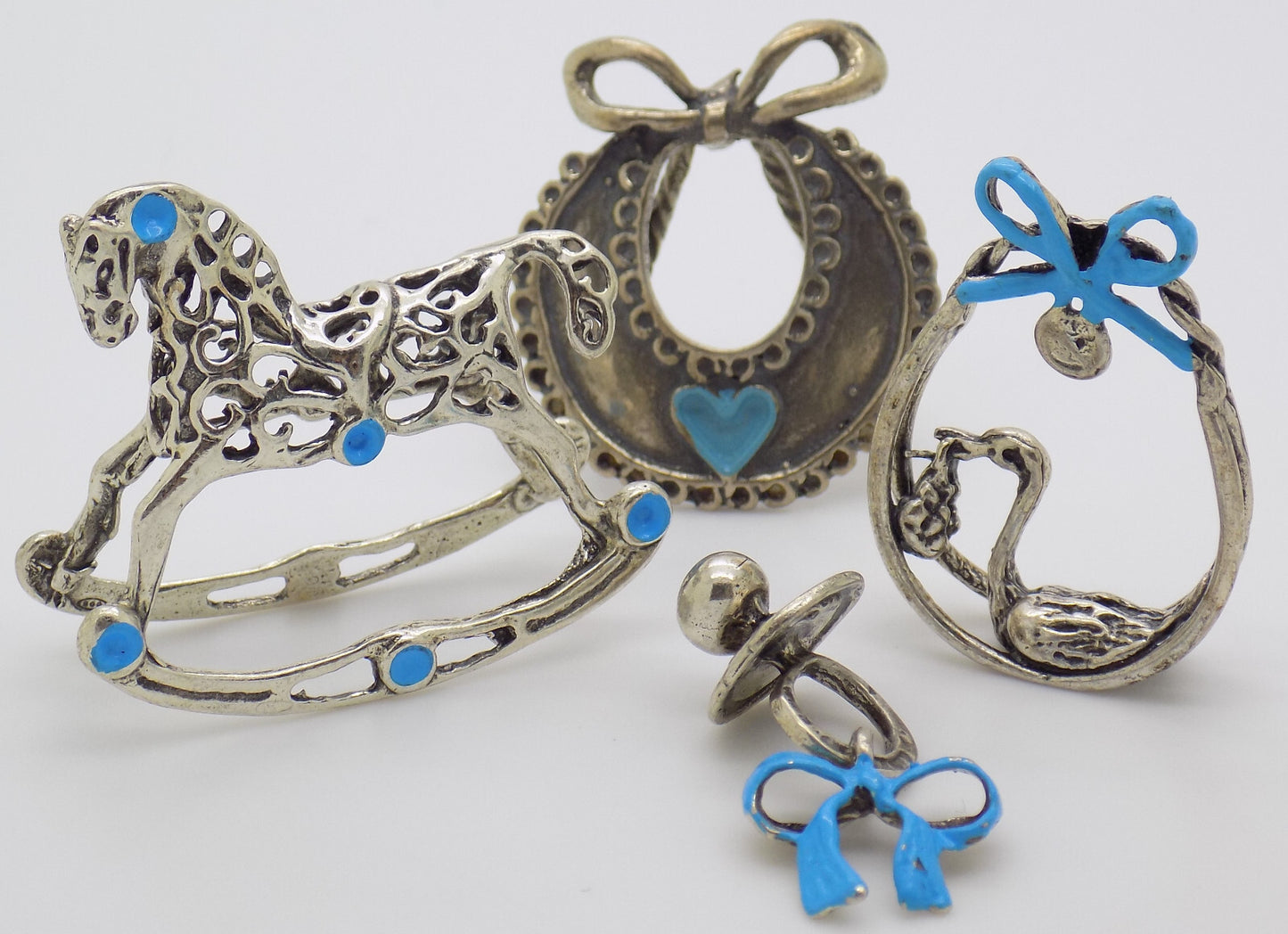 Vintage Italian Handmade Genuine Silver "Its a Boy" Miniature Collection JOB LOT