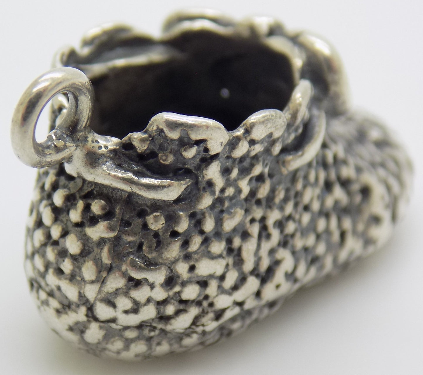 Vintage Italian Sterling Silver Newborn Shoe Miniature Pendant Handmade 925 Gift