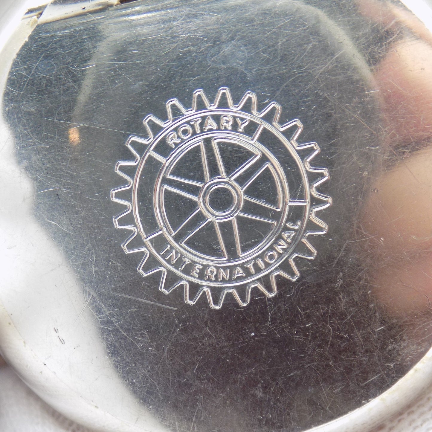 Vintage Handmade Italian 800 Silver Rotary International Club Pill Snuff Box