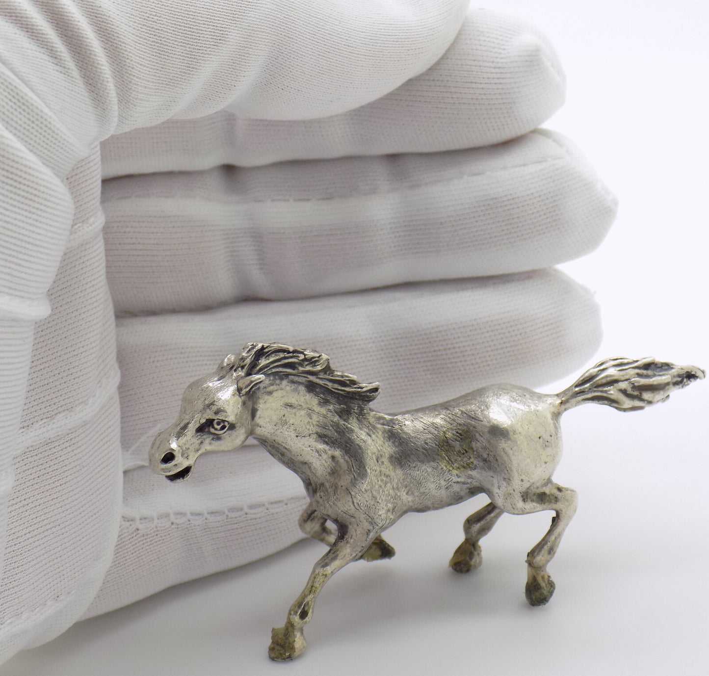 Vintage Italian Handmade Genuine Silver .800 Galloping Horse Figurine Miniature