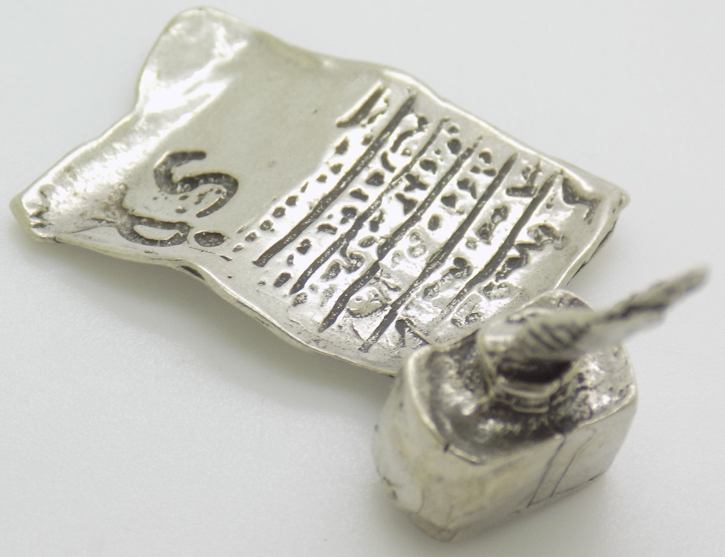 Vintage Italian Handmade Silver 800 Pen & Paper Dollhouse Miniature Figurine