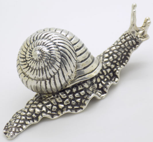 Vintage Italian 800 Silver Real Size Snail Figurine Vicenza Detailed Rare Decor