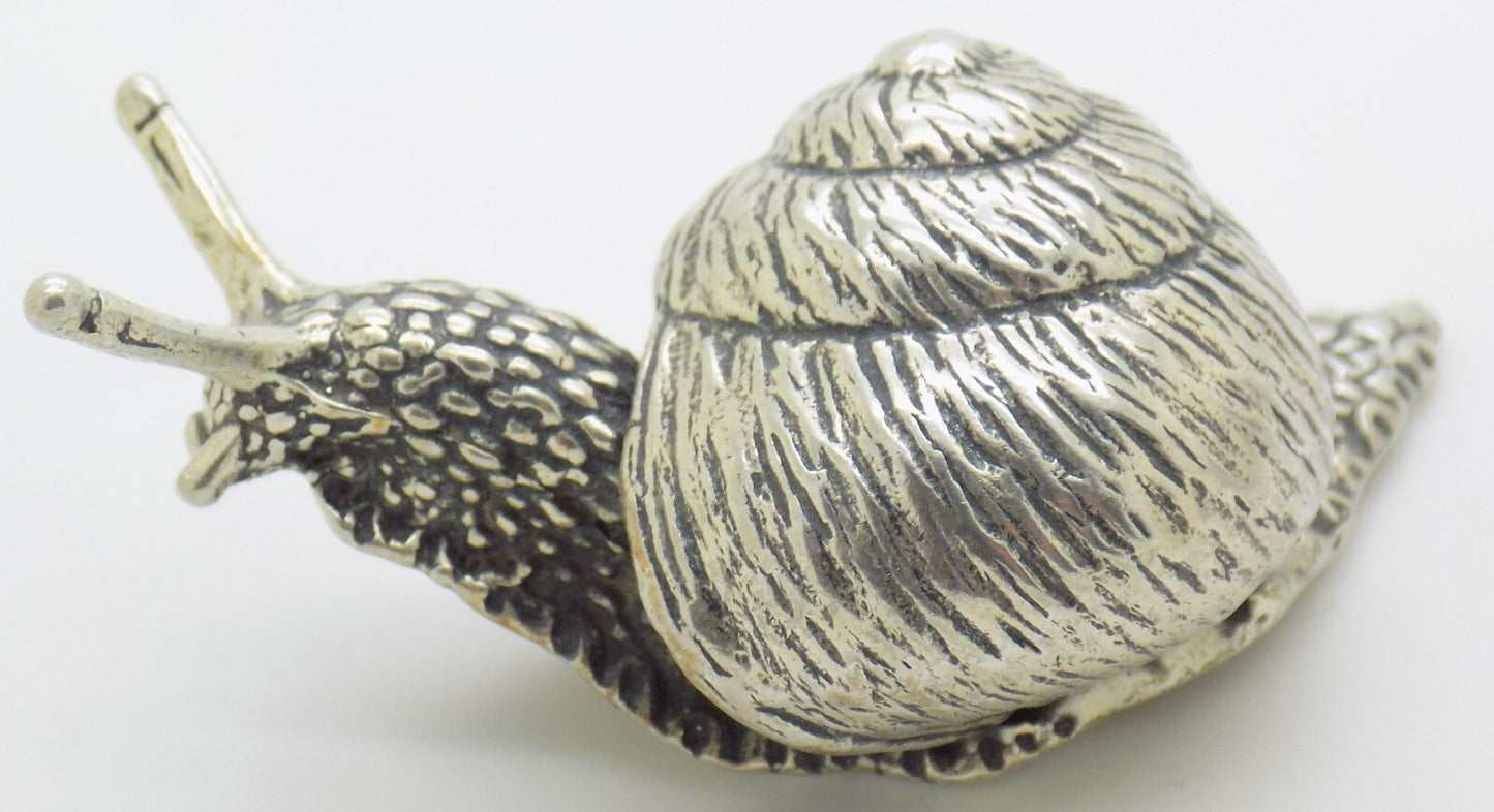 Vintage Italian 800 Silver REAL LIFE Size Snail Figurine Varese Detailed 1980s