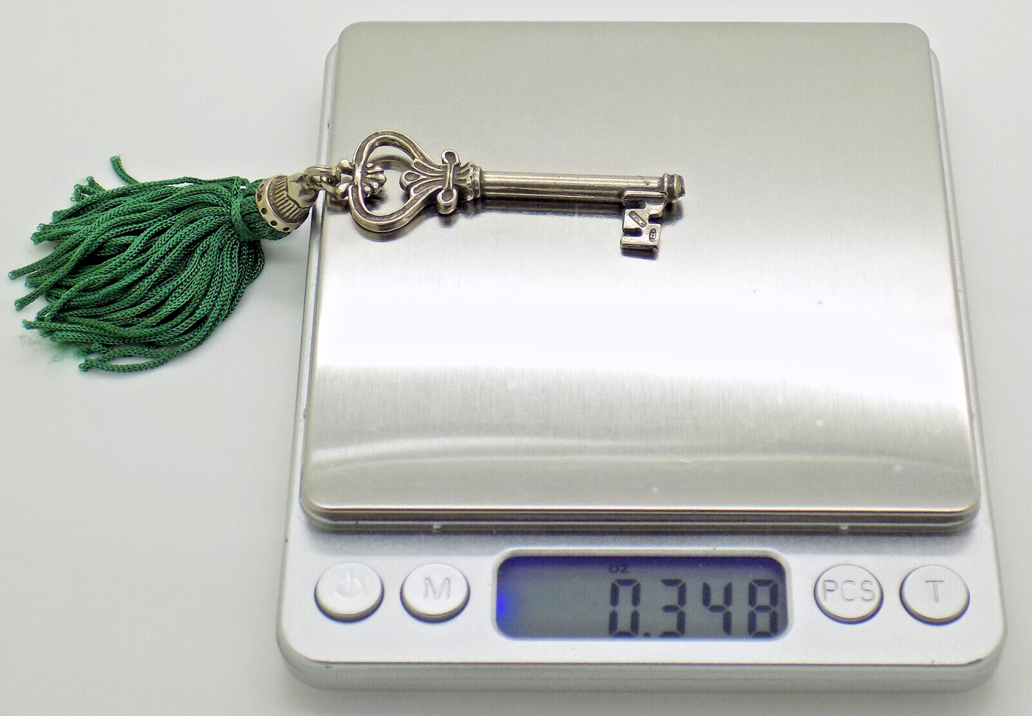 Vintage Italian Handmade Genuine Silver LIFE SIZE Secret Drawer Key w/t Tassel