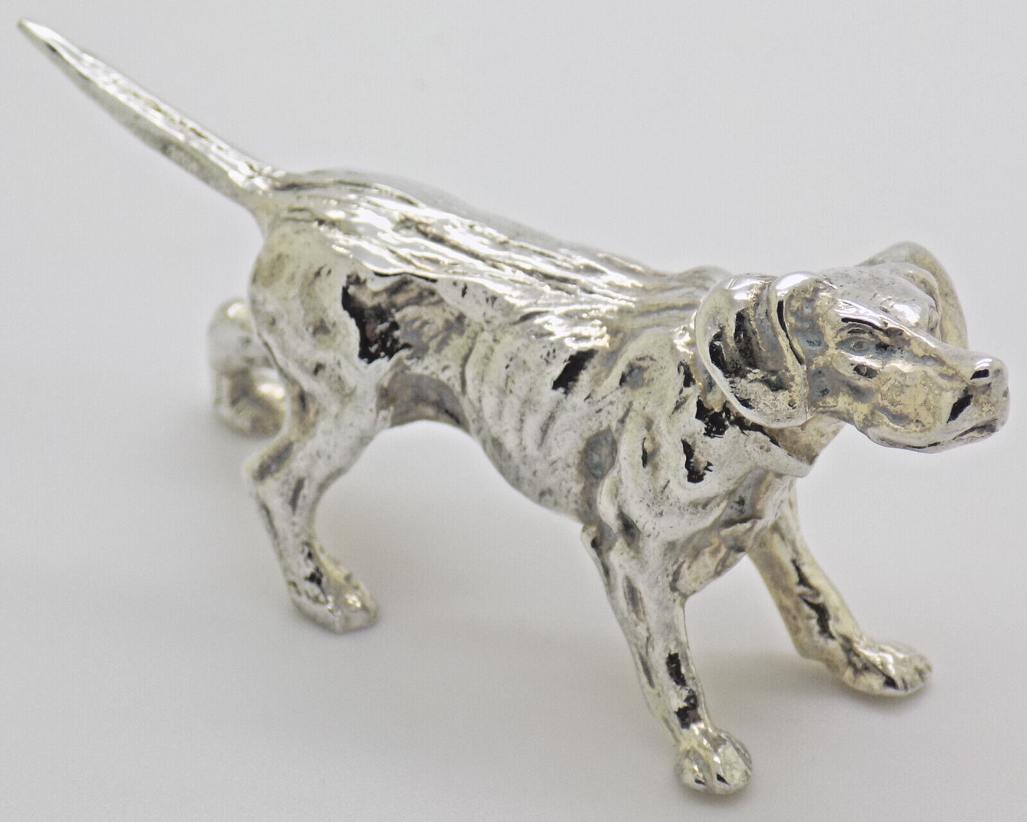 Vintage Italian Handmade Genuine Silver .800 Hunting Dog Heavy Figurine