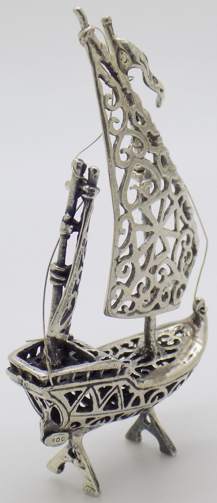 Vintage Italian Handmade Genuine Silver .800 Crusader Ship Malta Cross Figurine