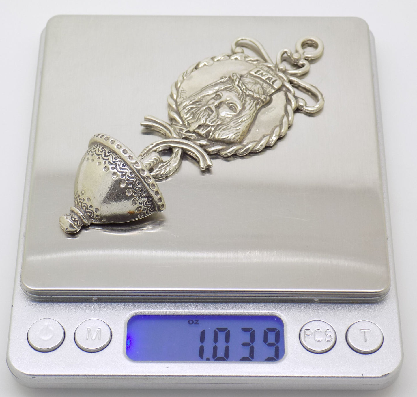 Vintage Italian Handmade Genuine Silver Jesus Christ Mini Holy Water Fountain