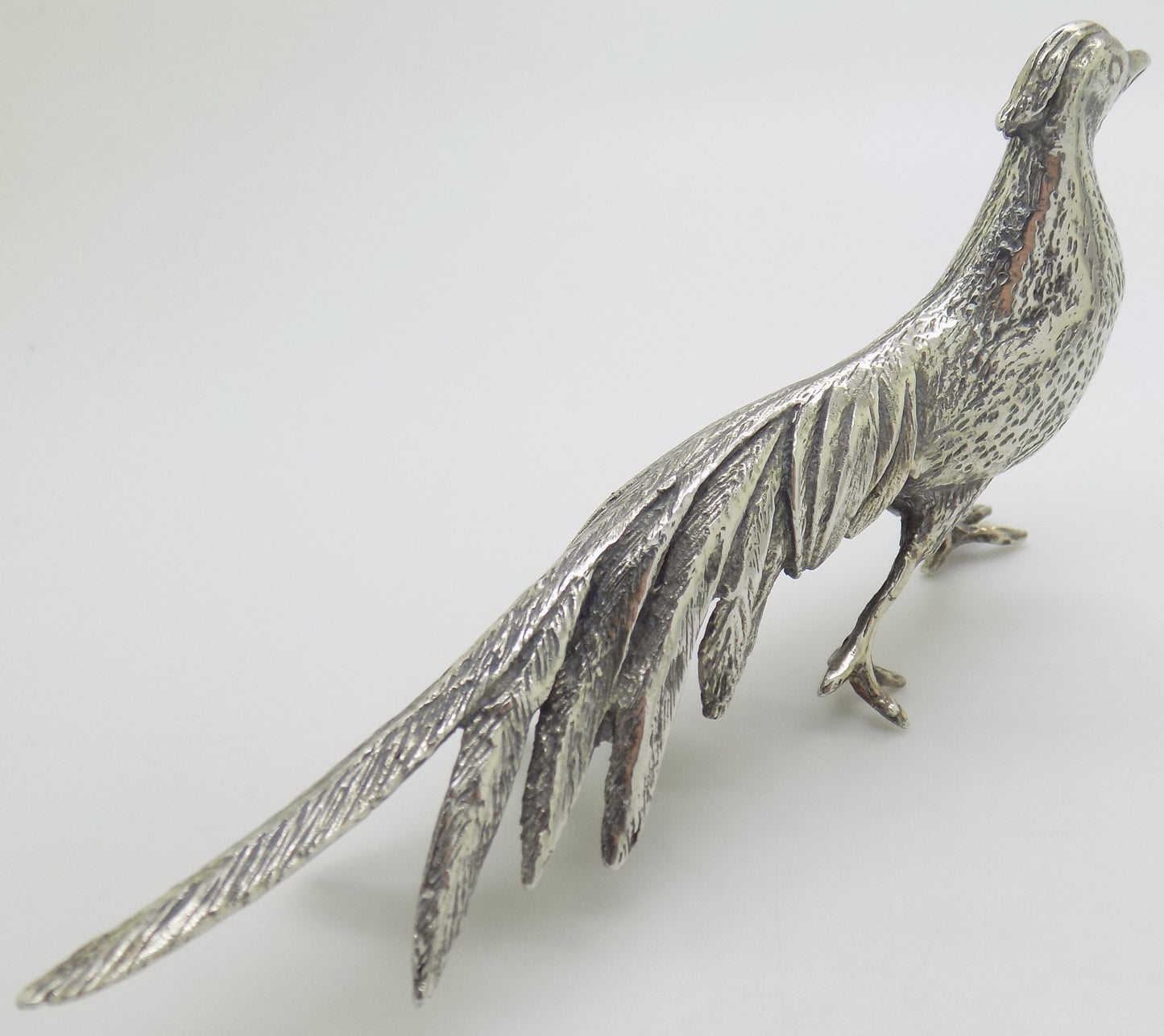 Vintage Italian Handmade Silver 800 Pheasant Large Figurine Animal Sculpture