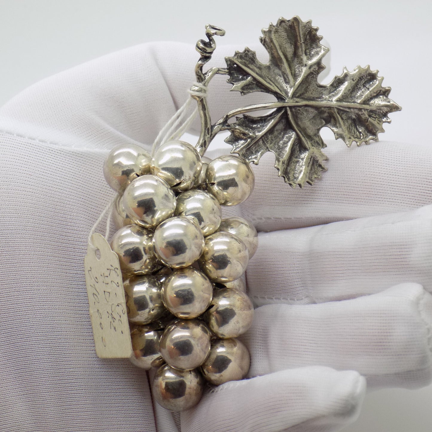 Vintage Italian Handmade Genuine Silver .800 Large Bunch of Grapes Figurine