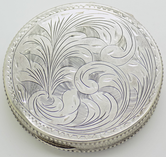 Vintage Italian Handmade 800 Silver Powder Compact Chiseled Handmade Firenze