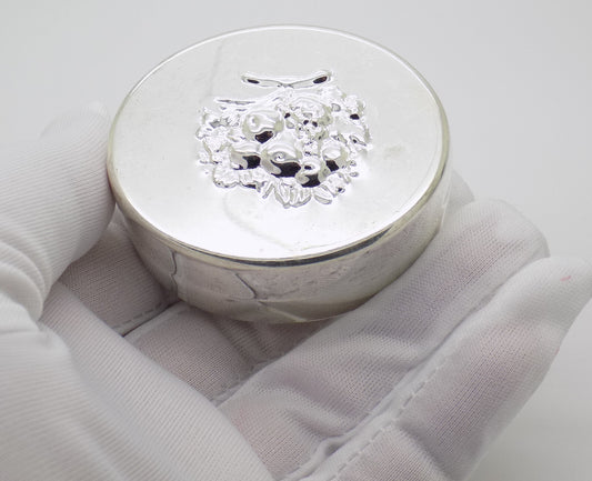 Vintage Italian Silver Oval Trinket Box Padova 1980s 1990s Handcrafted, 34 grams