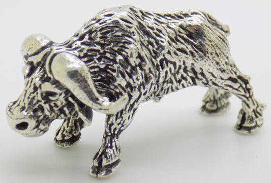 Vintage Italian Handmade Genuine Silver .800 Buffalo Detailed Figurine Statue