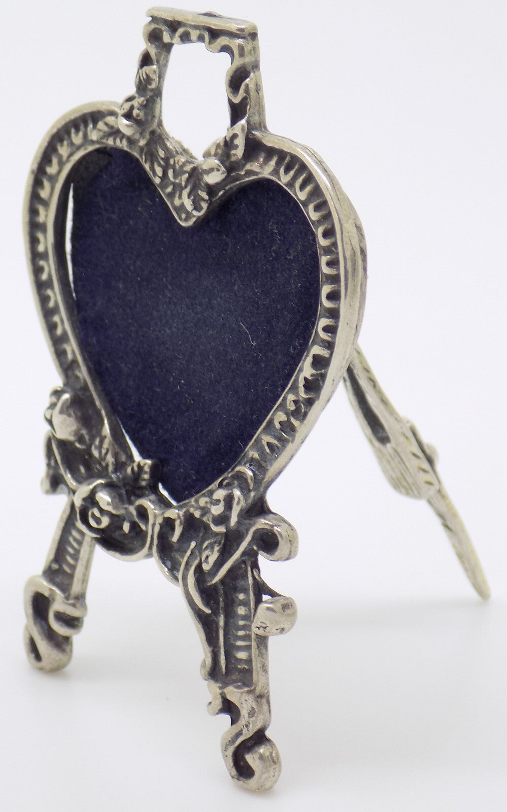 Vintage Italian Handmade Genuine Silver Heart Shaped Dollhouse Mini Frame