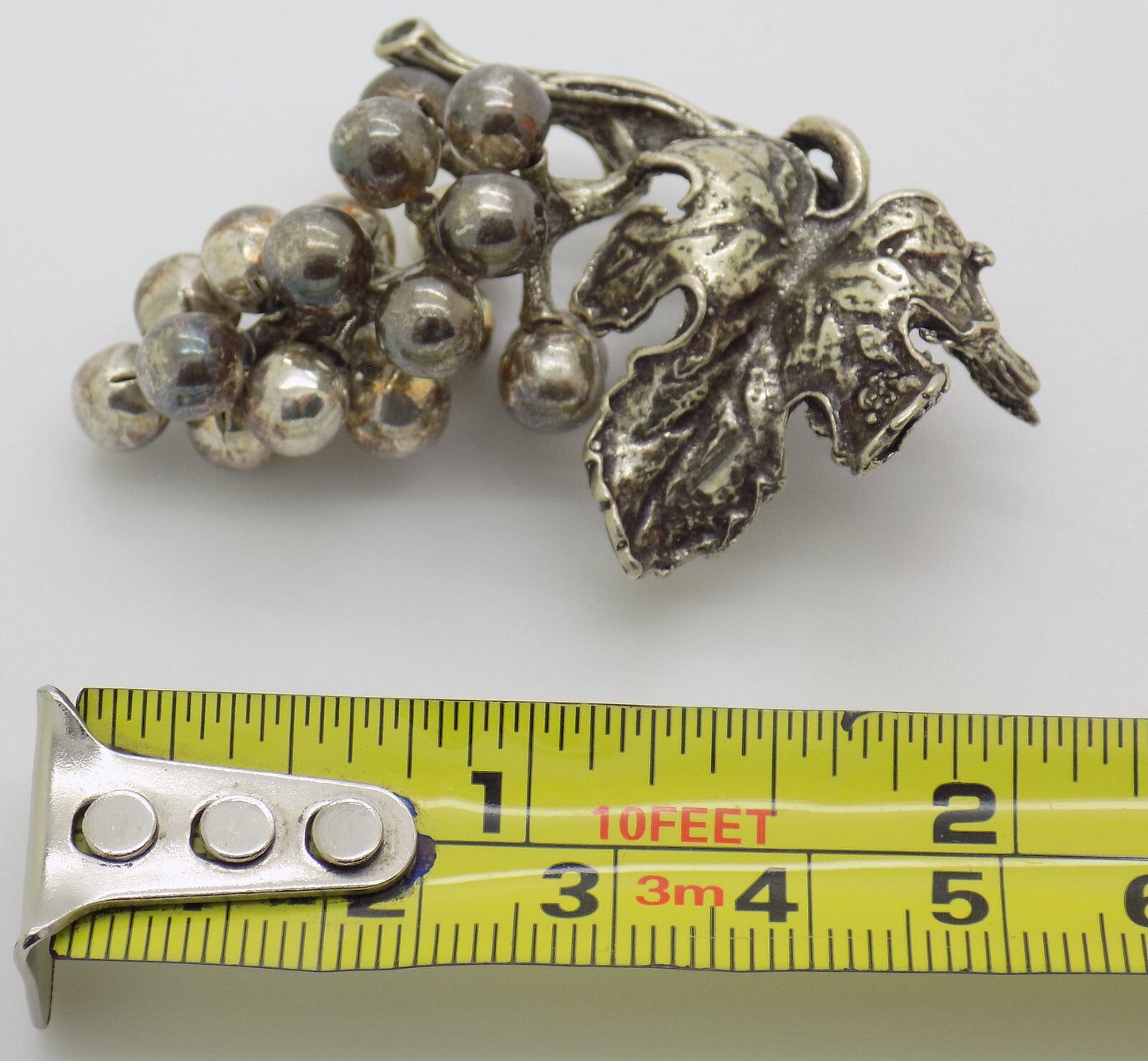 Vintage Italian Handmade Genuine Silver Bunch of Grapes LARGE Miniature Figurine