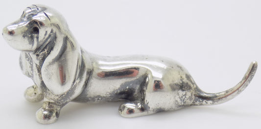 Vintage Italian Handmade Genuine Silver Wiener Dog Dachshund Dollhouse Miniature
