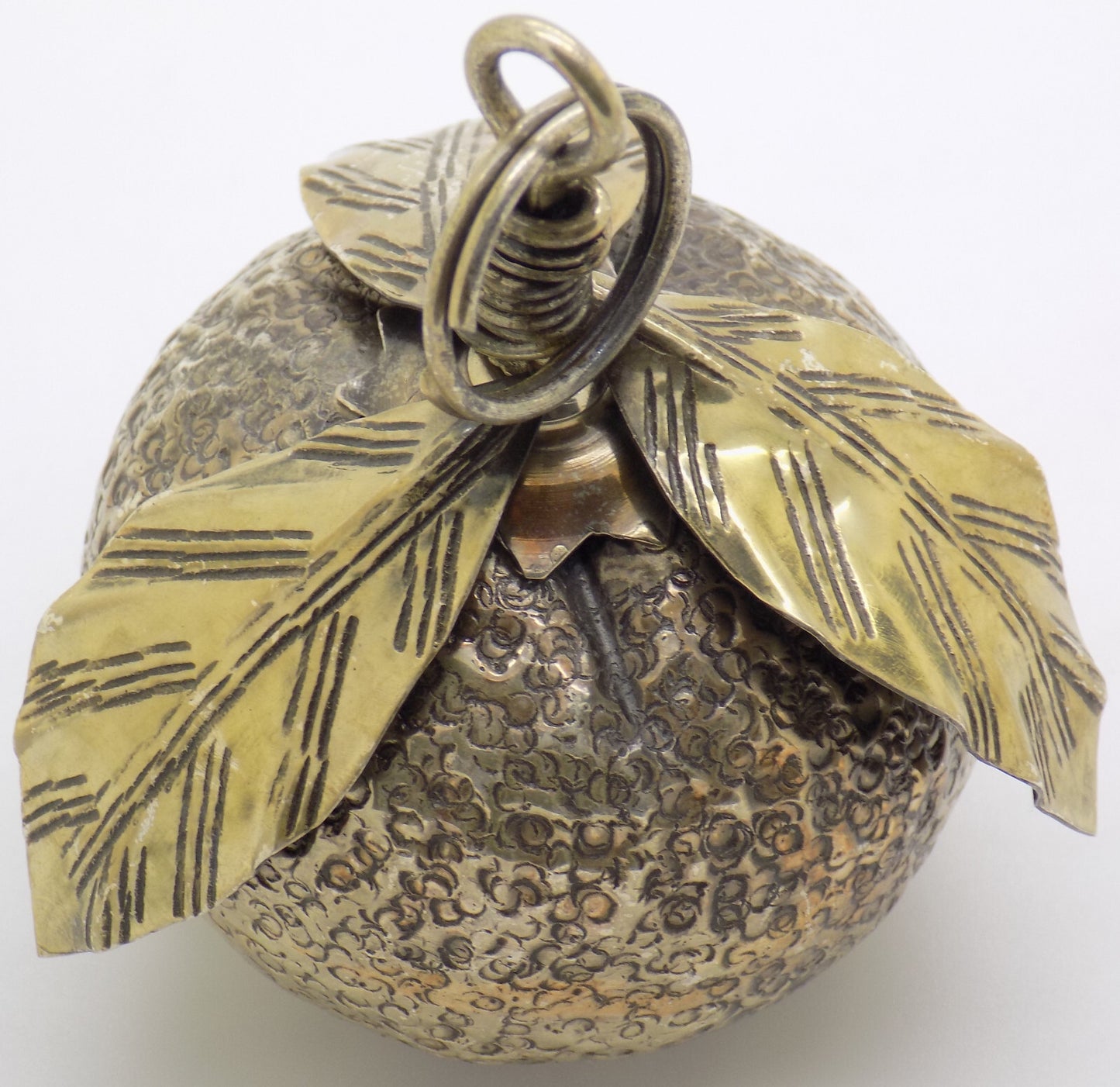 Vintage Italian Handmade Genuine Silver Mandarin/Tangerine Christmas Ornament