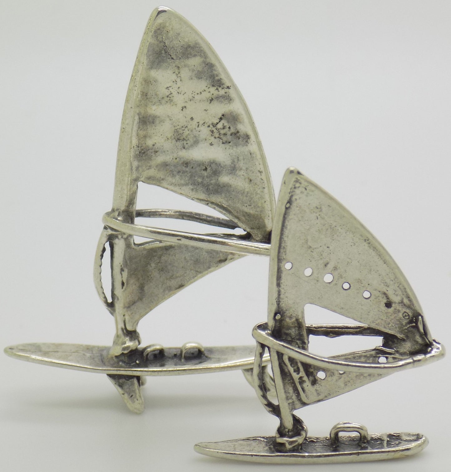 2 x Vintage Italian Handmade Genuine Silver 800 Windsurfs Miniature from Arezzo