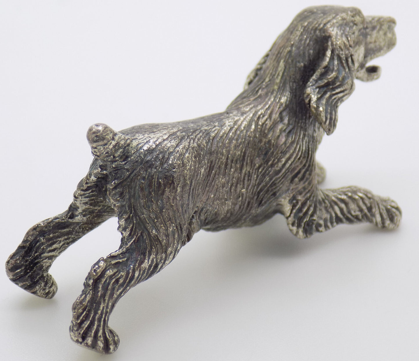 Vintage Italian Handmade Genuine Silver 800 RARE Barking Dog Figurine Miniature