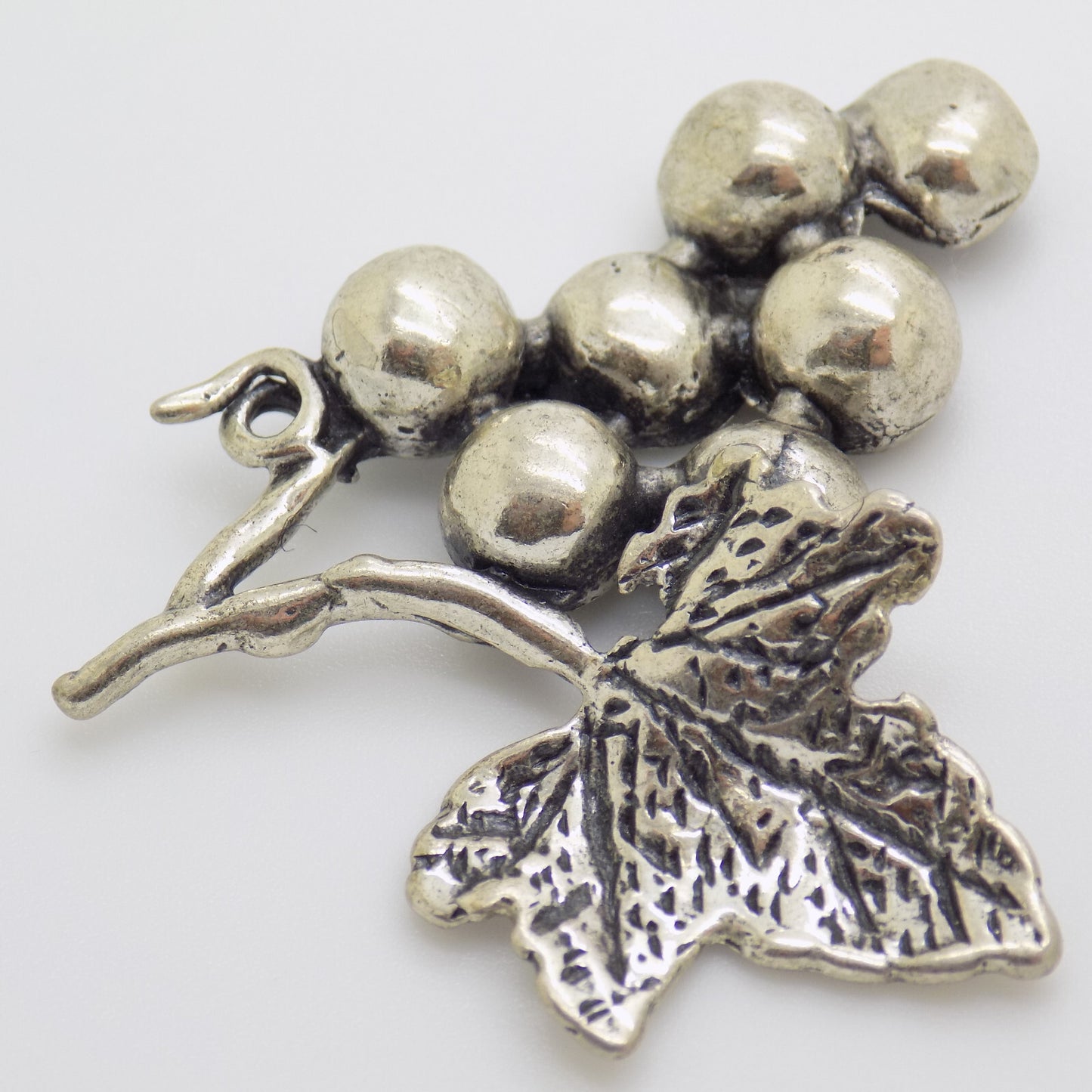 Vintage Italian Handmade Genuine Silver Grapes Flat Miniature Figurine