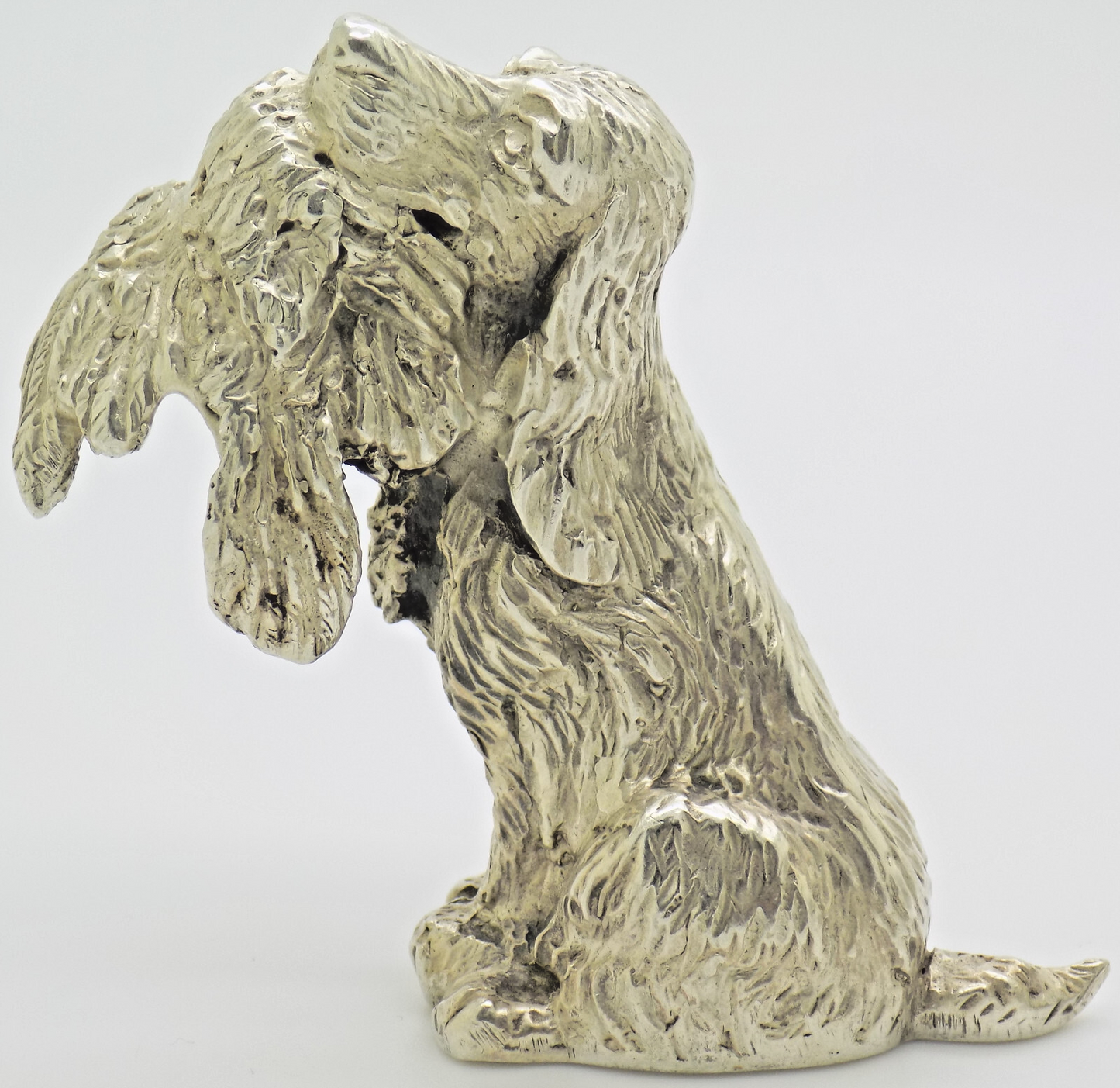 Large Vintage Italian Silver Hunting Spaniel Dog Figurine 800 Handmade Florence