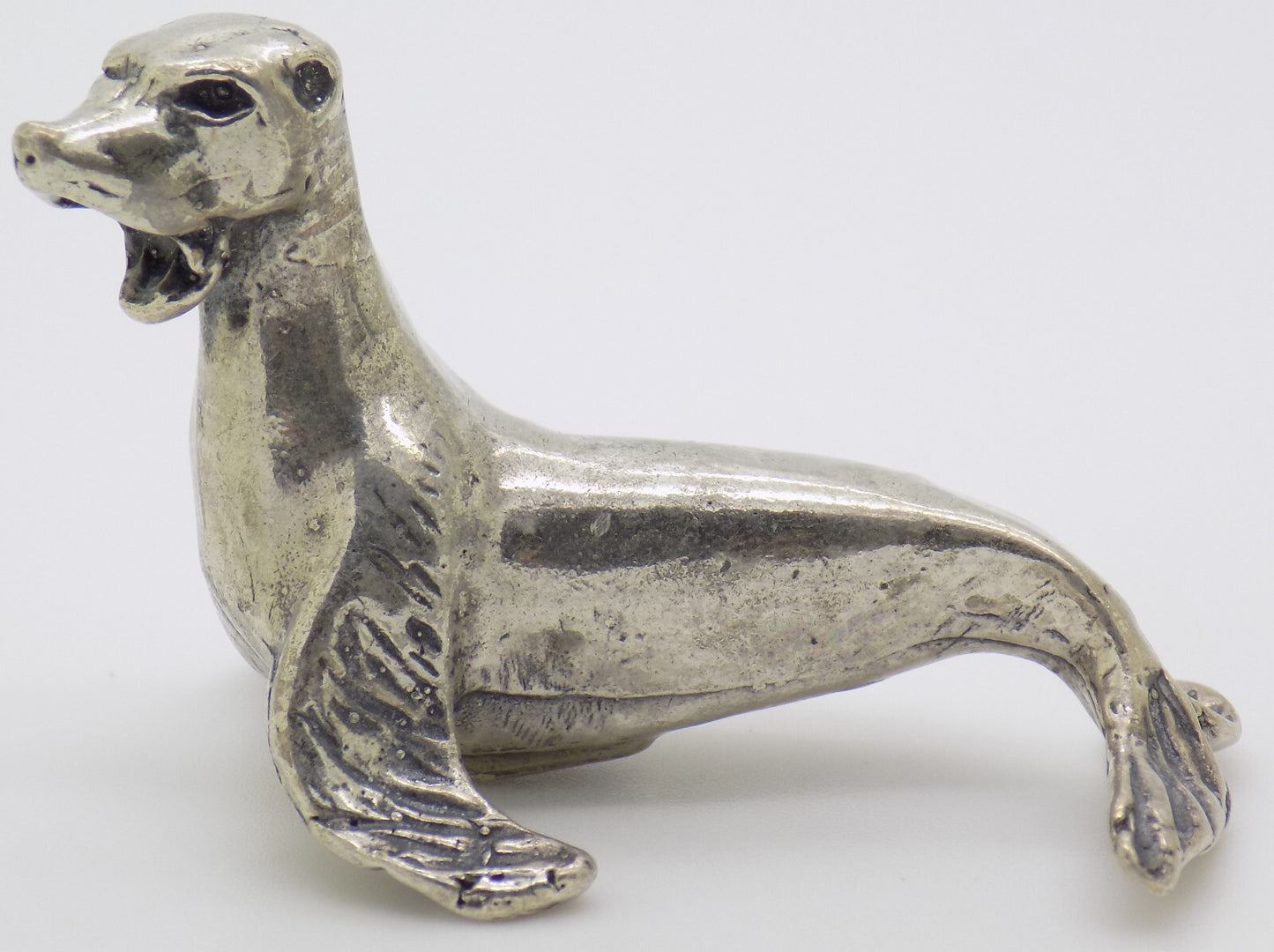 Vintage Italian Silver Seal Figurine Arezzo Tuscany 1970s 1980s Rare Design
