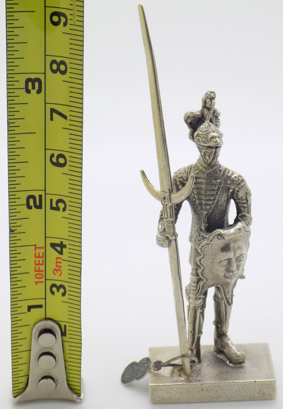 Vintage Italian Handmade Genuine Silver Shield & Halberd Knight Rare UNO-A-ERRE