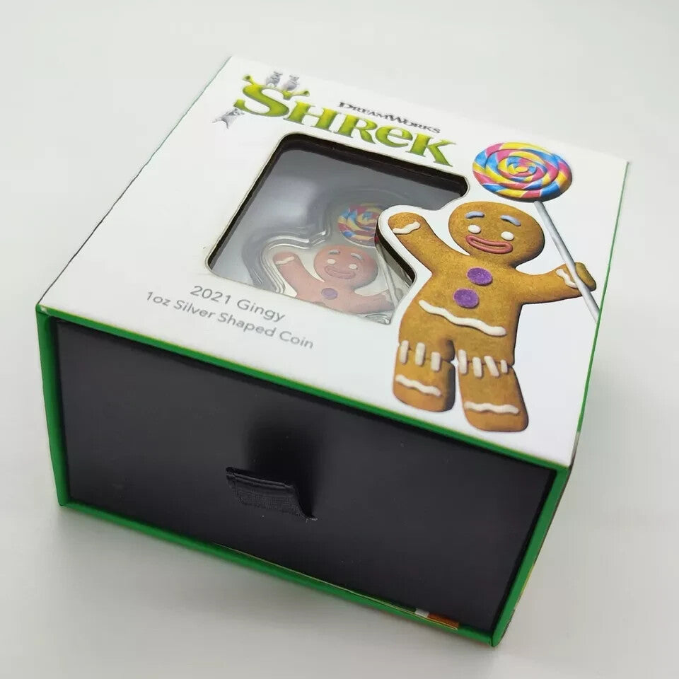 2021 Niue $2 E.T. Shrek Gingy Cookie 1oz 999% Pure Silver Shaped Coin #0015