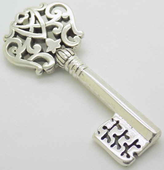 Vintage Italian Genuine Sterling Silver 925 Masini Brand Florentine Solid Key
